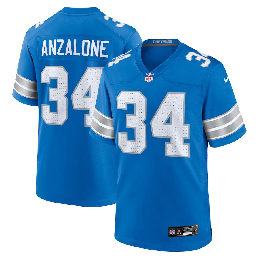 Men Detroit Lions 34 Alex Anzalone Nike Blue Game NFL Jersey